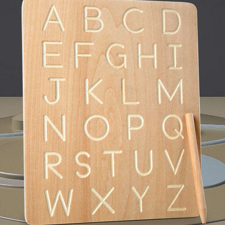 Double Sided Wooden Letter & Number Writing Board. Montessori Math Toy.