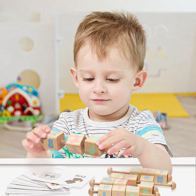 Multi functional Wooden Puzzle Board. Abacus + Rotating Letter Block. Montessori Educational Toy