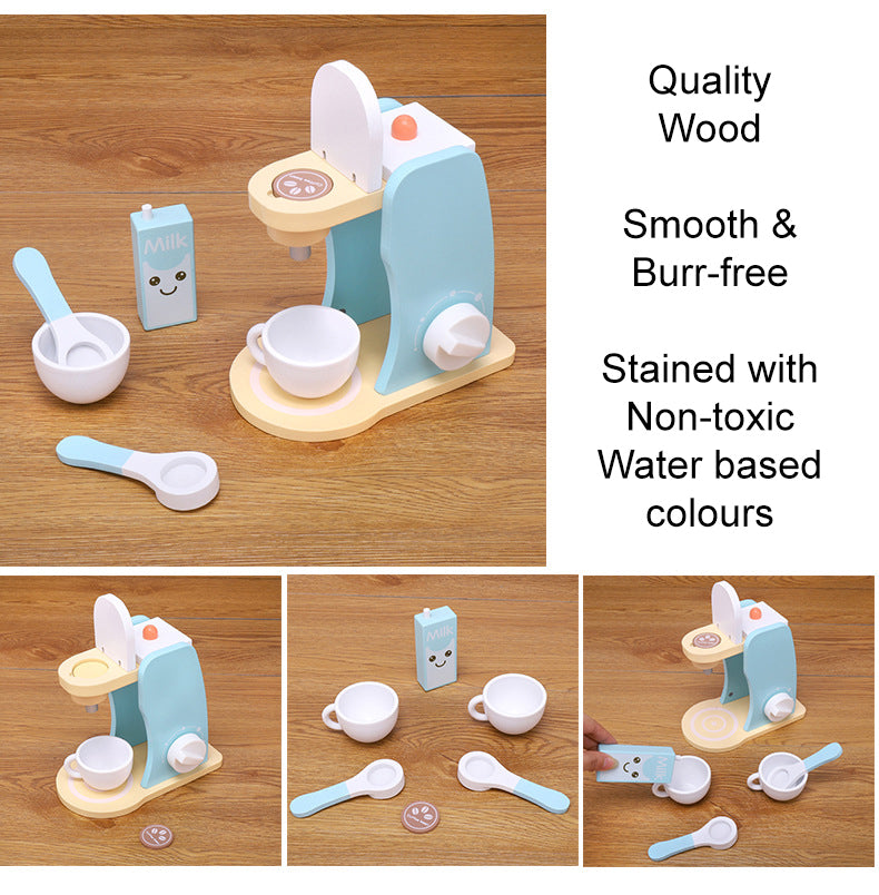 Wooden Coffee Maker Pretend Play Set. Wooden Kitchen Food Toy.