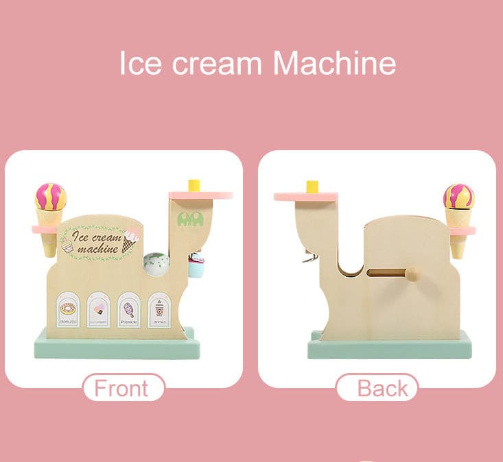 Wooden Ice Cream Machine Pretend Play Set. Wooden Kitchen Food Toy.