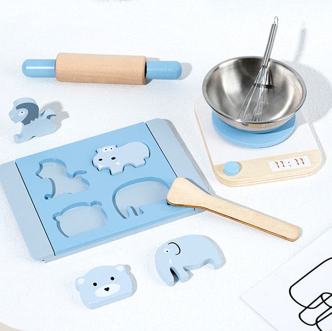 Cucino Wooden Cookie Baking Pretend Play Set. Wooden Kitchen Food Toy.