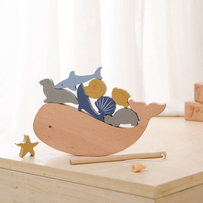 Sea Animals Wooden Balancing and Fishing Toy. Wooden Children Toy