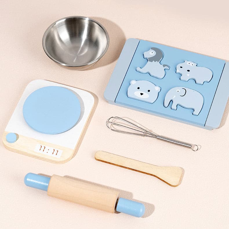 Cucino Wooden Cookie Baking Pretend Play Set. Wooden Kitchen Food Toy.