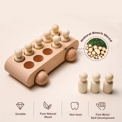 Wooden Cars with 10 passenger as counting counters. Wooden Children Toy