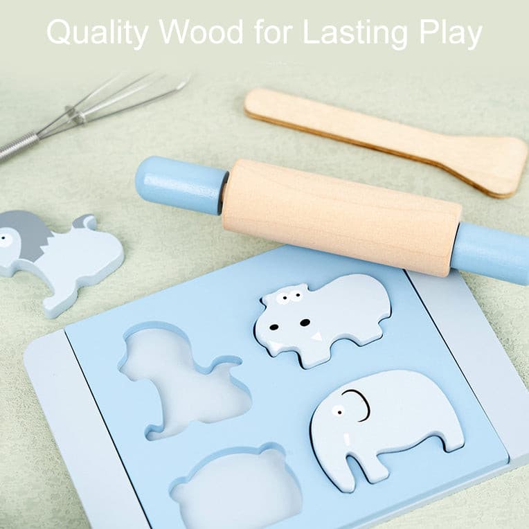 Cucino Wooden Cookie Baking Pretend Play Set. Wooden Kitchen Food Toy.