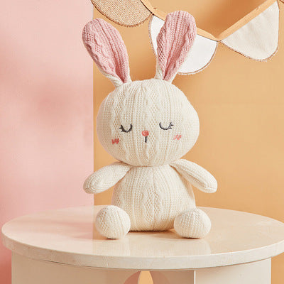 Knitted Animals Soft Toy. Baby Toy. White Rabbit