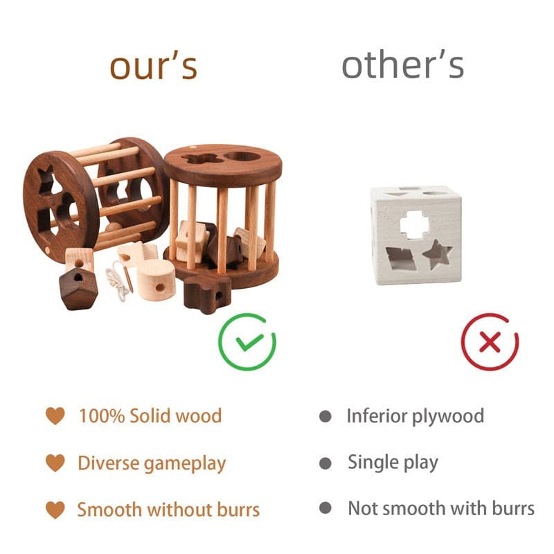 Multifunctional Wooden Threading, Shape Sorting, Rattle Toy. Baby Toy.