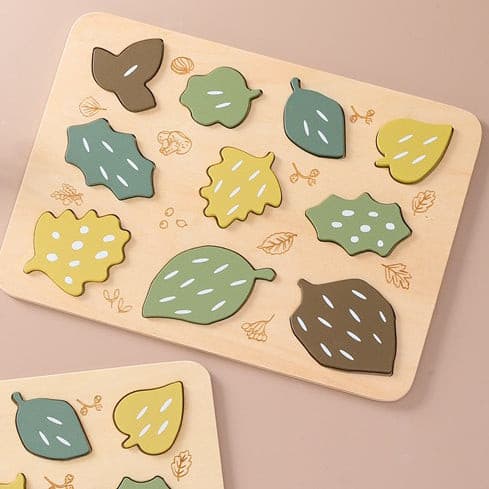 Nature Leaves Big Piece Wooden Jigsaw Puzzle. Toddler Toy