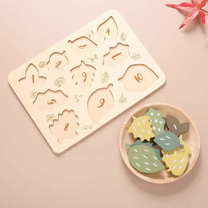 Nature Leaves Big Piece Wooden Jigsaw Puzzle. Toddler Toy
