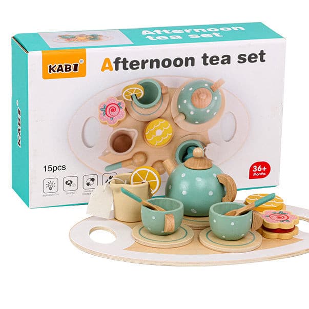 Kabi Wooden Afternoon Tea Set. Wooden Kitchen Food Toy.