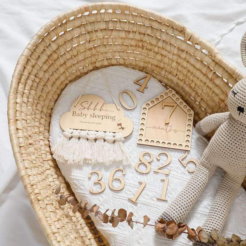 Bohemian Style Baby Sleeping Door Sign & Photography Props.