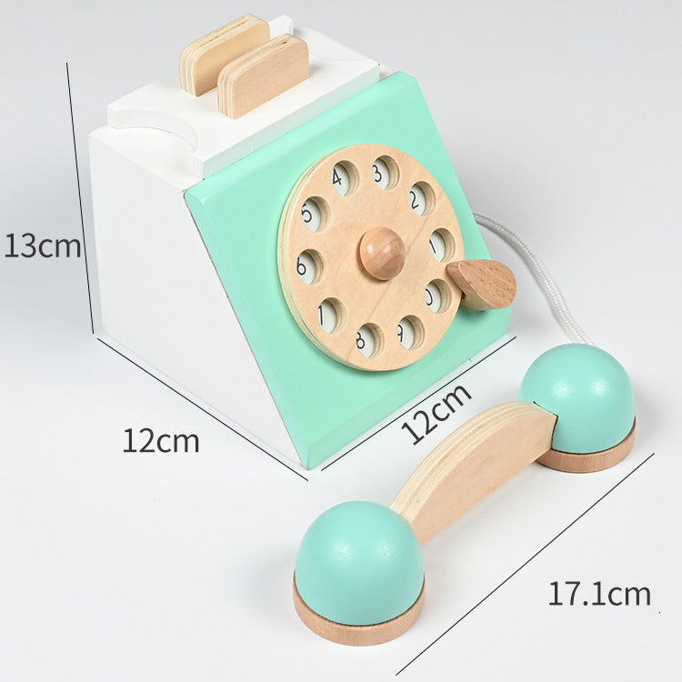 Wooden Vintage Retro Telephone, Wooden Children Toy