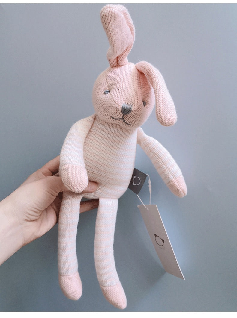 Knitted Animals Long legs Baby Soft Toys. Pink Rabbit