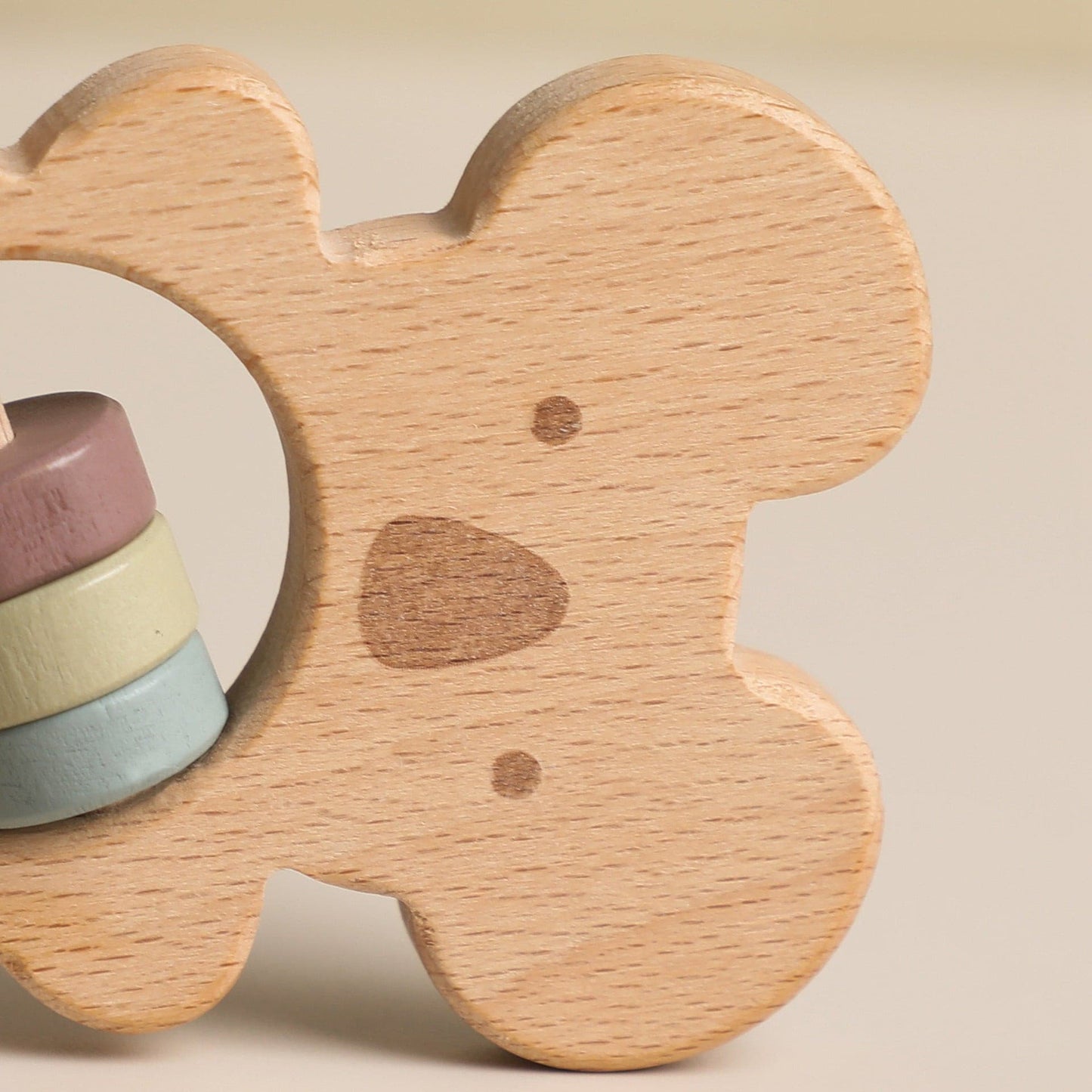 Wooden Animal Rattle. Baby Toy.