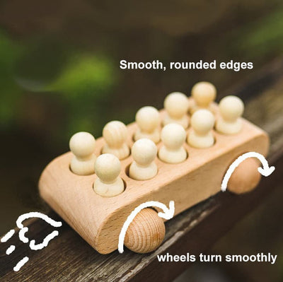 Wooden Cars with 10 passenger as counting counters. Wooden Children Toy