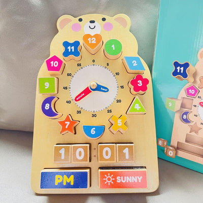 Wooden Clock Telling Time Learning Toy. Educational Toy. Montessori. Math Toy