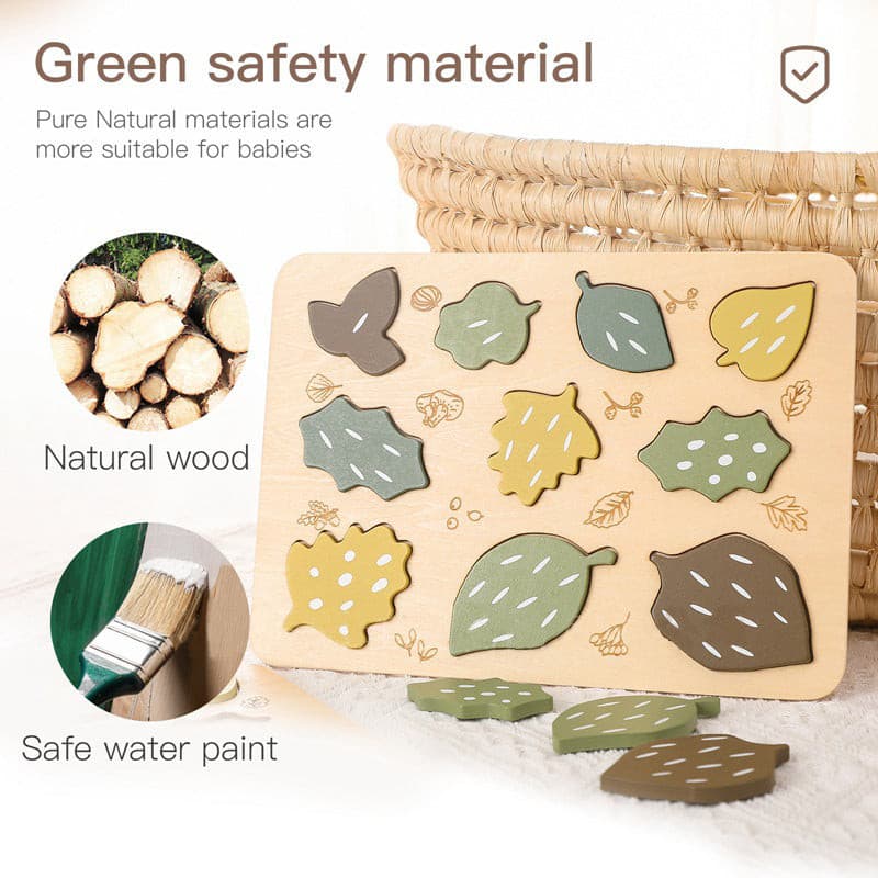 Nature Leaves Big Piece Wooden Jigsaw Puzzle. Toddler Toy