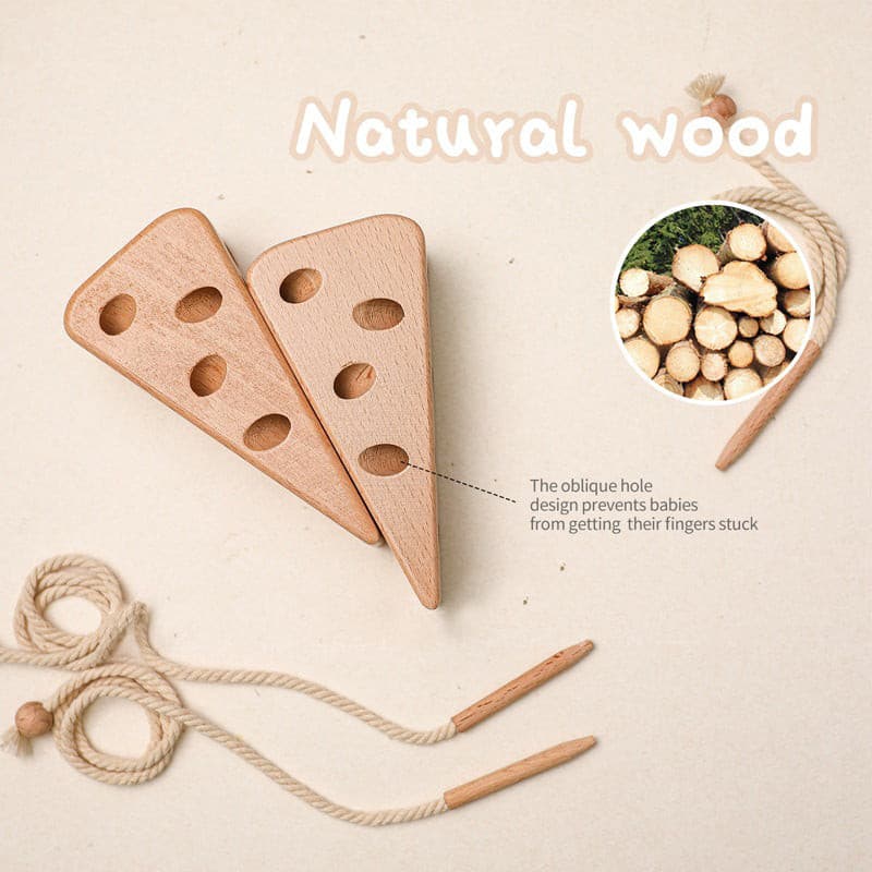 Wooden Cheese Threading Toy. Wooden Toy for Toddler