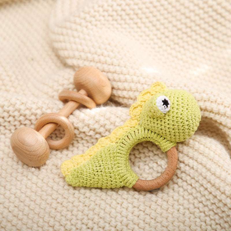 Handmade Dino Crochet Rattle / Teether , 4 piece baby gift set