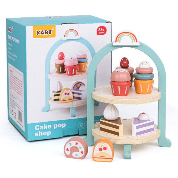 Kabi Wooden High Tea Set Pretend Play Set. Wooden Kitchen Food Toy.