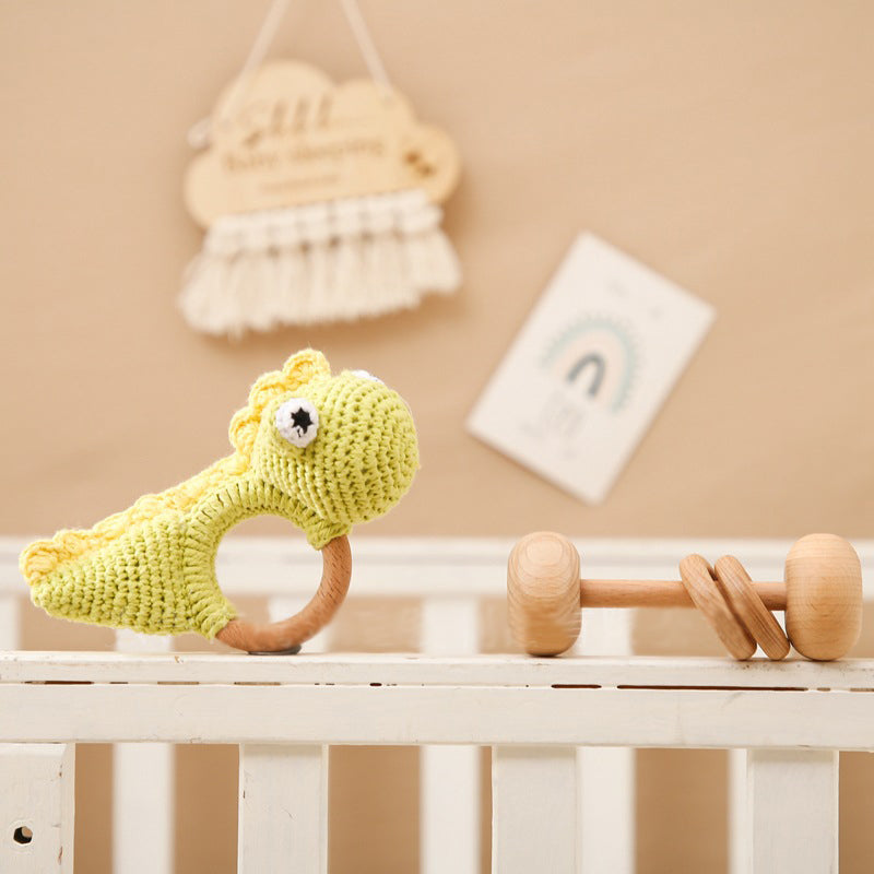 Handmade Dino Crochet Rattle / Teether , 4 piece baby gift set