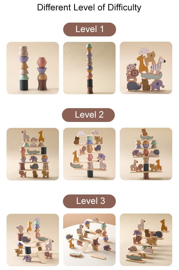 Wooden Animal Balancing and Stacking Toy for Early Development