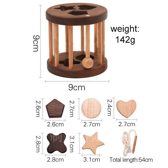 Multifunctional Wooden Threading, Shape Sorting, Rattle Toy. Baby Toy.