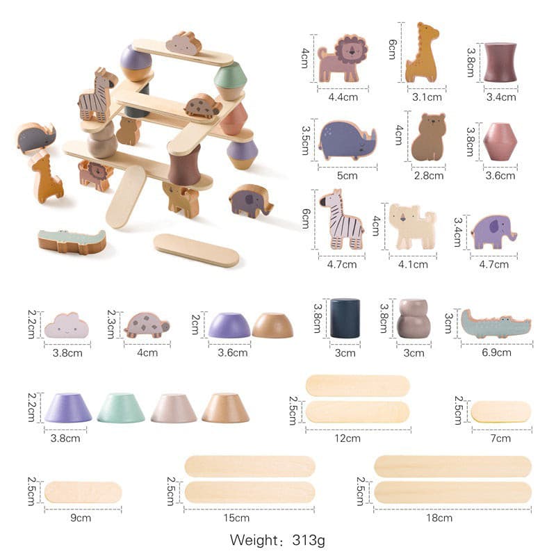 Wooden Animal Balancing and Stacking Toy for Early Development