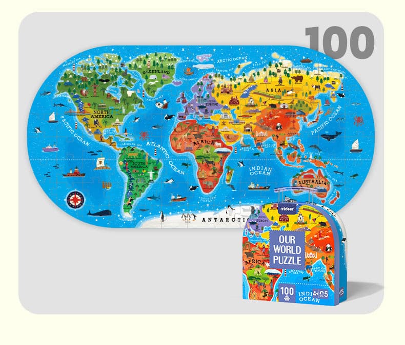 MiDeer Our World (100pc) Jigsaw Puzzle with Portable Gift Box. Children Toy Gift