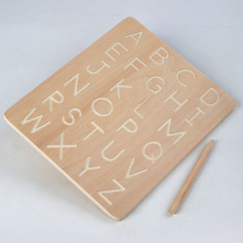 Double Sided Wooden Letter & Number Writing Board. Montessori Math Toy.