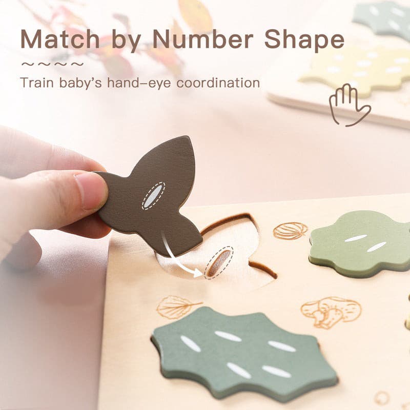Nature Leaves Big Piece Wooden Jigsaw Puzzle. Toddler Toy