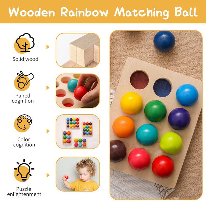 Wooden Colour Sorting Balls Toy for Early Learning Toy