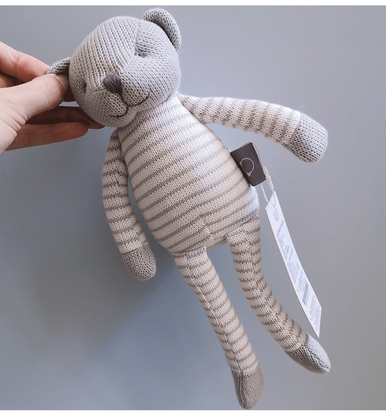 Knitted Animals Long legs Baby Soft Toys. Grey Bear