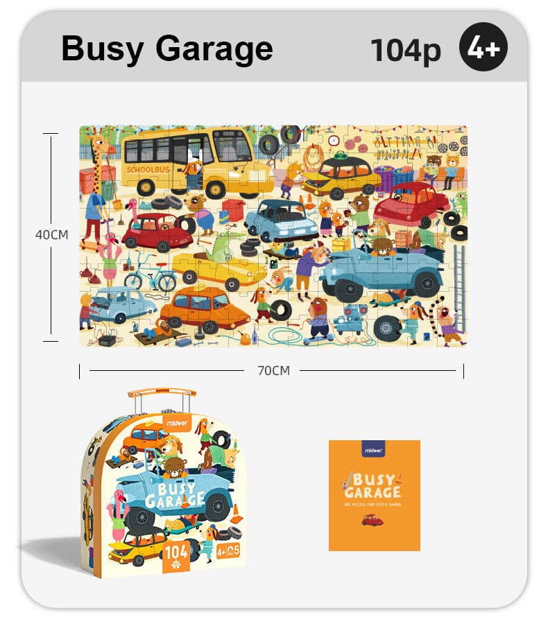 MiDeer Busy Garage (104pc) Jigsaw Puzzle with Portable Gift Box. Children Toy Gift