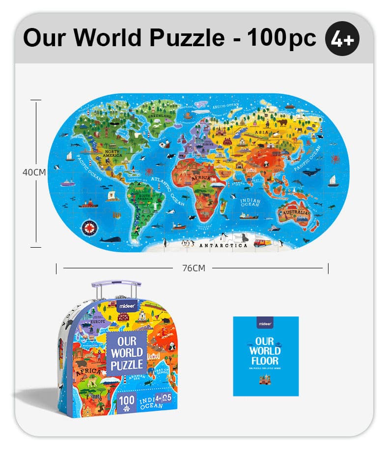 MiDeer Our World (100pc) Jigsaw Puzzle with Portable Gift Box. Children Toy Gift