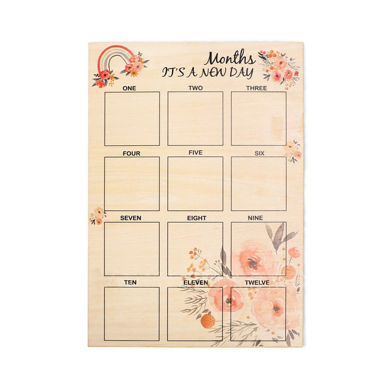 Monthly Wooden Photo Mileage Board. Photo Frame. Baby memory board. flower