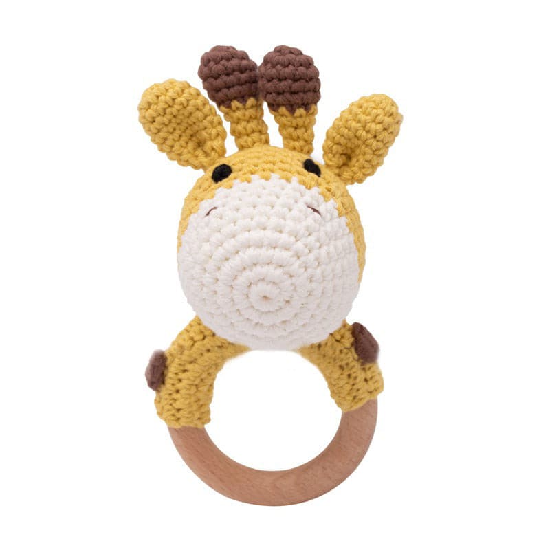 Handmade Animal Crochet Rattle / Teether, Baby Toy Giraffe