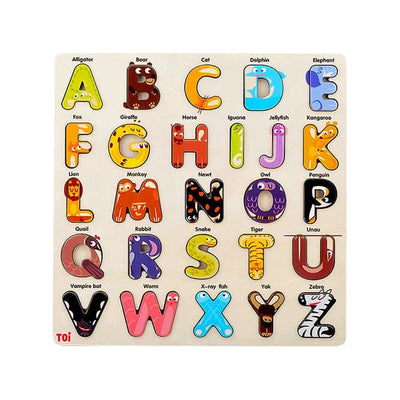 TOI Animals Alphabet Puzzle Wooden Jigsaw. Wooden Children Toy