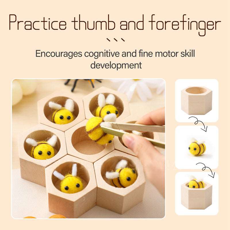 Montessori Bee Hive Wooden Toy Toddler Fine Motor Skill Toy