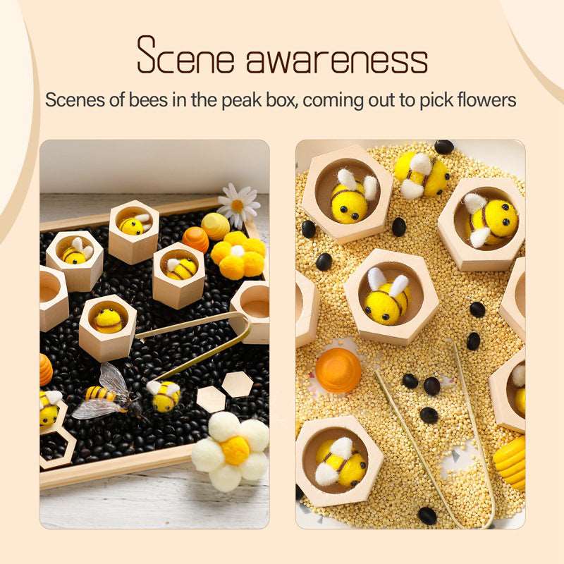 Montessori Bee Hive Wooden Toy Toddler Fine Motor Skill Toy